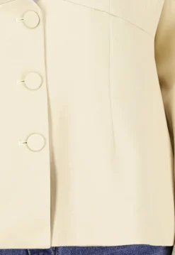 Lichtgele Blazer met Getailleerde Pasvorm en Knoopsluiting