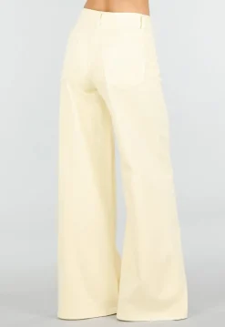 Lichtgele Extra Wide Leg Jeans met High Waist en Rechte Wijde Pijpen