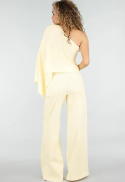 Lichtgele Extra Wide Leg Jeans met High Waist en Rechte Wijde Pijpen