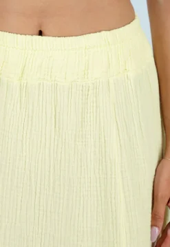 Lichtgele Mousseline Maxi Rok met Elastische Taille