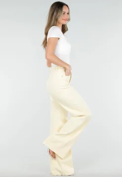 Lichtgele Wide Leg Tall Stretch Jeans van Denim