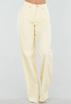 Lichtgele Wide Leg Tall Stretch Jeans van Denim