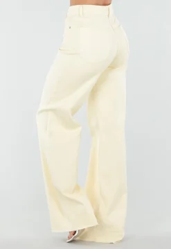 Lichtgele Wide Leg Tall Stretch Jeans van Denim