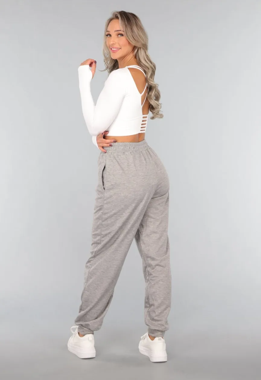 Lichtgrijze Basic Jogger
