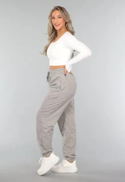 Lichtgrijze Basic Jogger