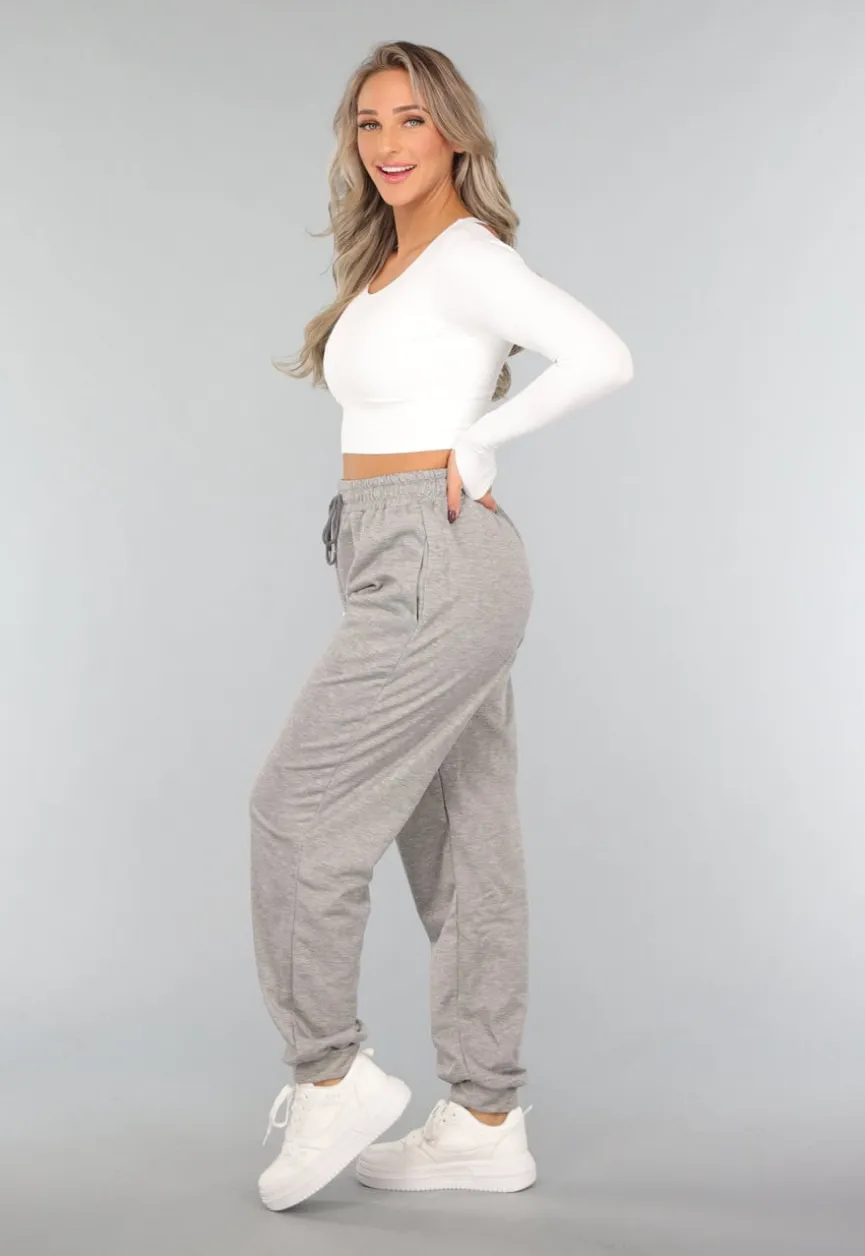 Lichtgrijze Basic Jogger