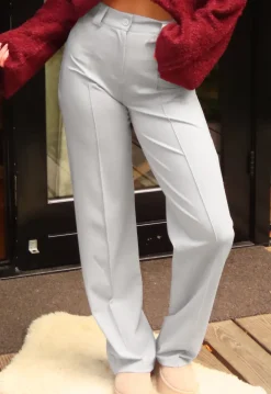 Lichtgrijze Pantalon met Stretch en Rechte Pijpen