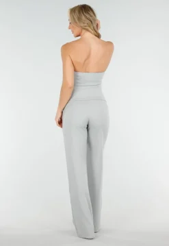 Lichtgrijze Pantalon met Stretch en Rechte Pijpen