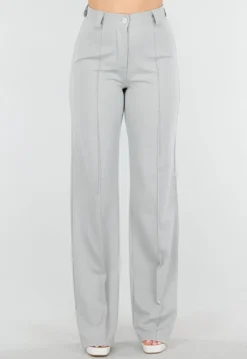 Lichtgrijze Tall Elastische Pantalon met Rechte Pijpen
