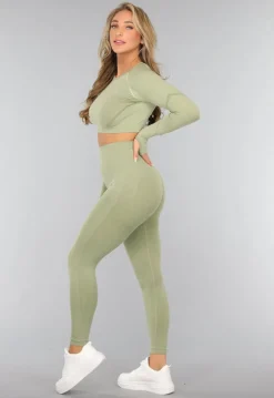 Lichtgroene Cropped Longsleeve Sporttop