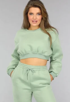 Lichtgroene Cropped Lounge Set