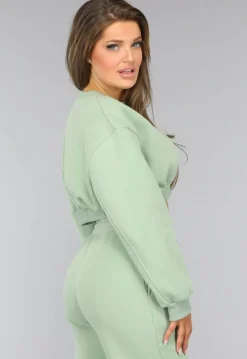Lichtgroene Cropped Lounge Set