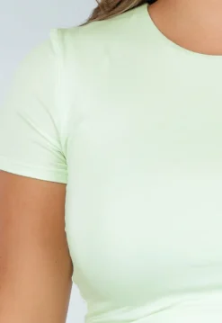 Lichtgroene Croptop met Dubbele Voering, Stretch en Slim Fit