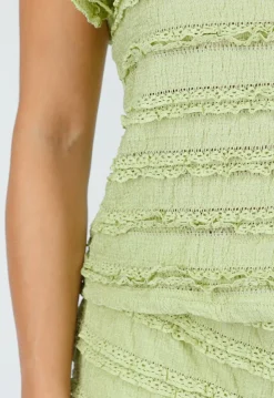 Lichtgroene Two Piece Set met Ruches en Shorts