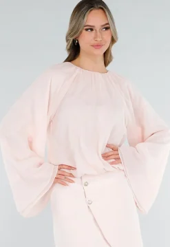 Lichtroze Blouse met Wijde Mouwen