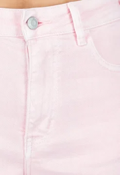 Lichtroze Extra Wide Leg Jeans met Hoge Taille en Rechte Pijpen
