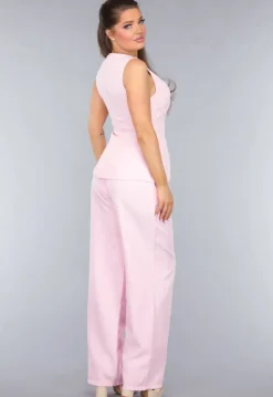 Lichtroze Gilet Co Ord Set met Pantalon