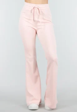 Lichtroze Joggingbroek met Flared Pijpen en Elastische Taille