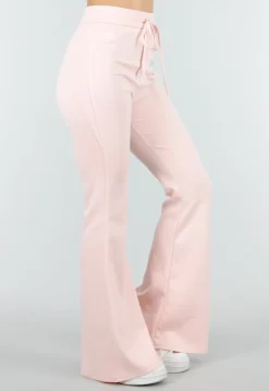 Lichtroze Joggingbroek met Flared Pijpen en Elastische Taille
