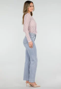 Lichtroze Kanten Top met Ruches en Stretch