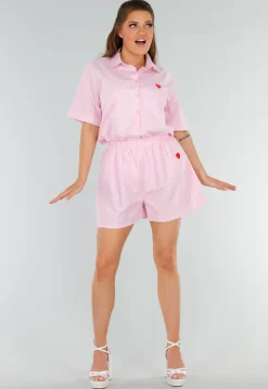 Lichtroze Katoenen Set met Blouse en Short met Zakken