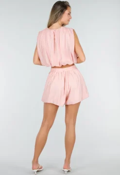 Lichtroze Matching Set met Mouwloze Top en Broekje