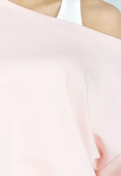 Lichtroze One Shoulder Top met Ingewerkte Top en Stretch