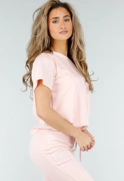 Lichtroze One Shoulder Top met Ingewerkte Top en Stretch