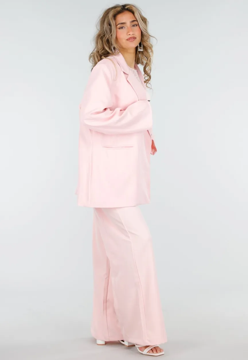 Lichtroze Oversized Asymmetrische Blazer