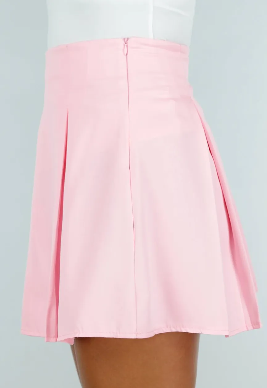 Lichtroze Two Piece Set met Getailleerde Blazer en Plooirok met Stretch