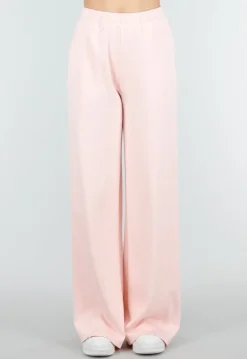 Lichtroze Wide Leg Joggingbroek met Elastische Taille en Stretch