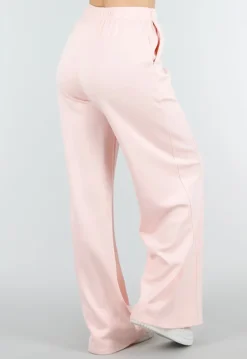 Lichtroze Wide Leg Joggingbroek met Elastische Taille en Stretch