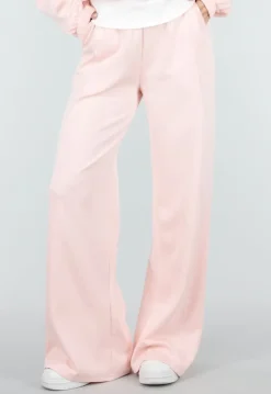 Lichtroze Wide Leg Joggingbroek met Elastische Taille en Stretch