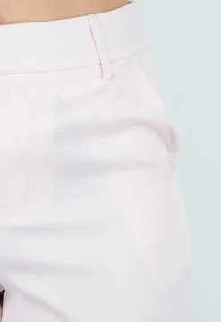 Lichtroze Wide Leg Pantalon met Steekzakken en Paspelzakken