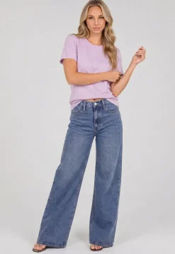 Lila Basic T-Shirt met Lichte Stretch