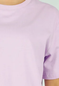 Lila Basic T-Shirt met Ronde Hals en Korte Mouwen