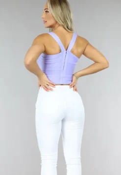 Lila Crop Top met Bandage Ontwerp