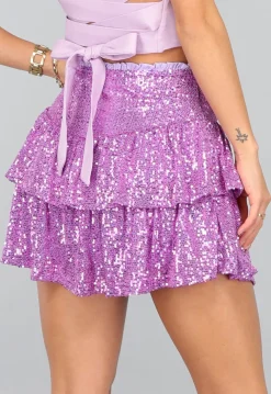 Lila Geplooide Glitter Skort