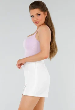 Lila Hemdtopje met Stretch, Cups en Vierkante Hals