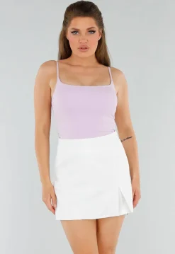 Lila Hemdtopje met Stretch, Cups en Vierkante Hals