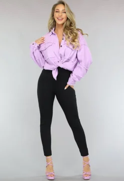 Lila Spijker Blouse met Ruffle Afwerking