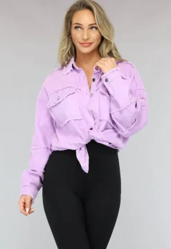 Lila Spijker Blouse met Ruffle Afwerking