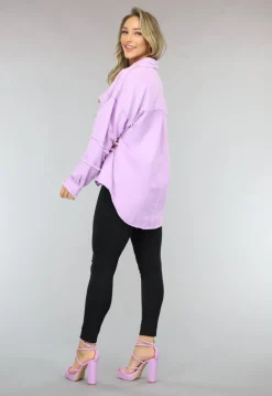Lila Spijker Blouse met Ruffle Afwerking