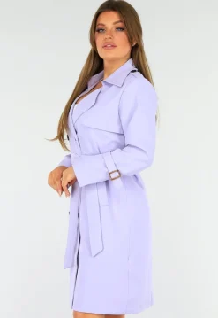 Lila Trenchcoat met Knoopsluiting