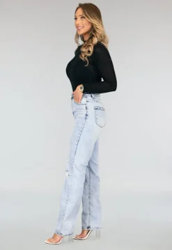 Longsleeve Glitter Body met Vloeiende Lijnen Patroon Zwart