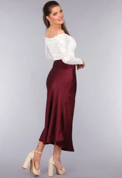 Longsleeve Off-Shoulder Lace Top in Wit