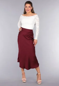 Longsleeve Off-Shoulder Lace Top in Wit