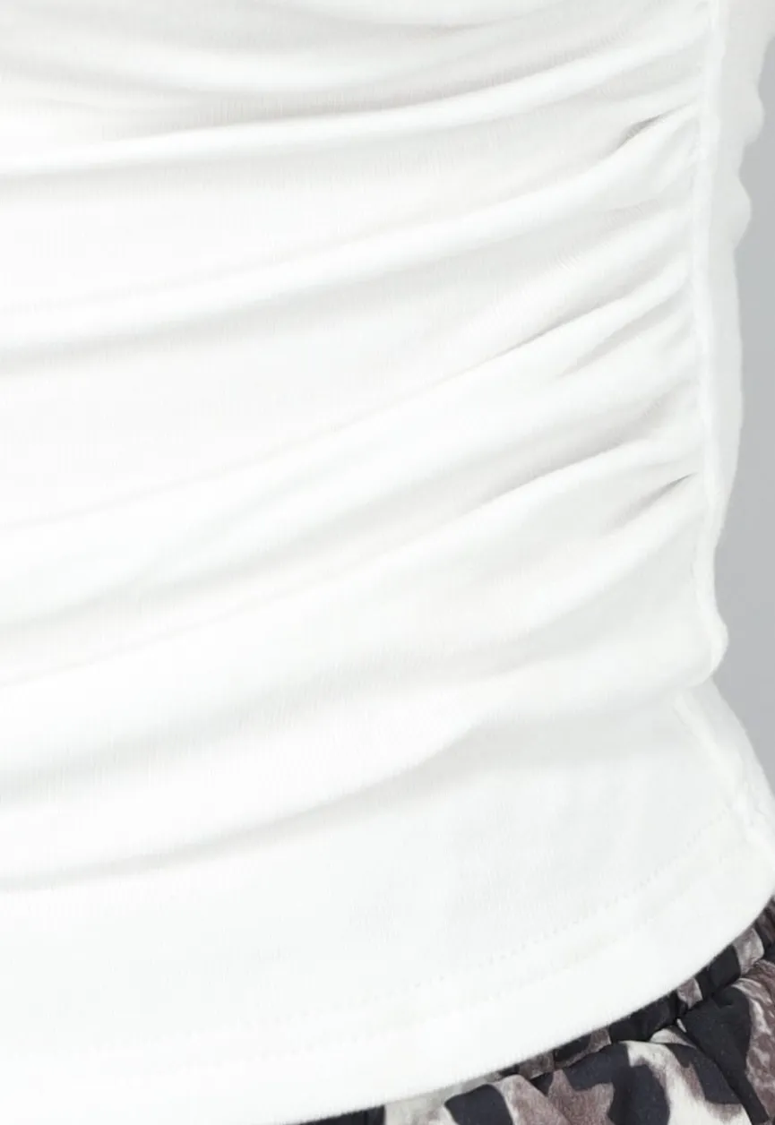 Longsleeve Witte Top met Hoge Kraag