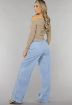 Low Waist Tall Wide Leg Jeans met Strikdetails