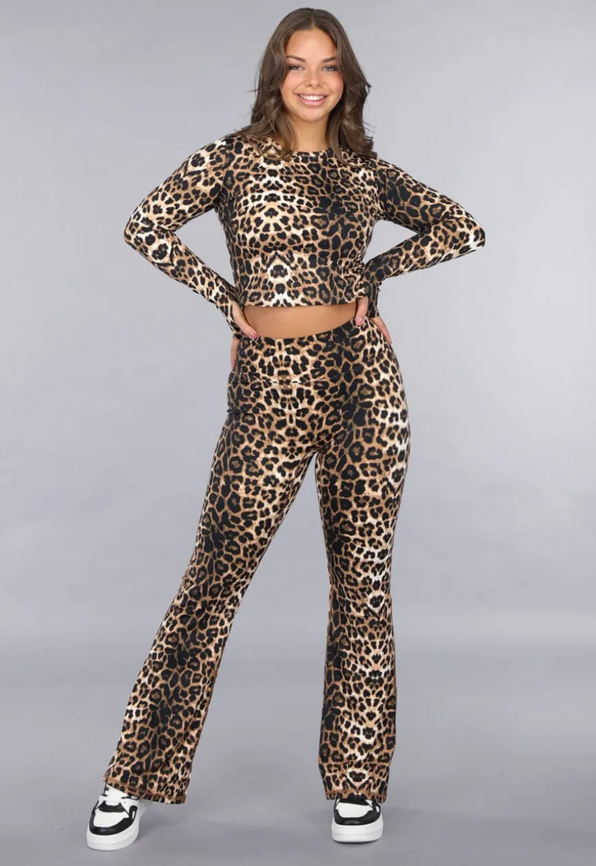 Matching Stretch Flair Set met Lichte Leopard Print